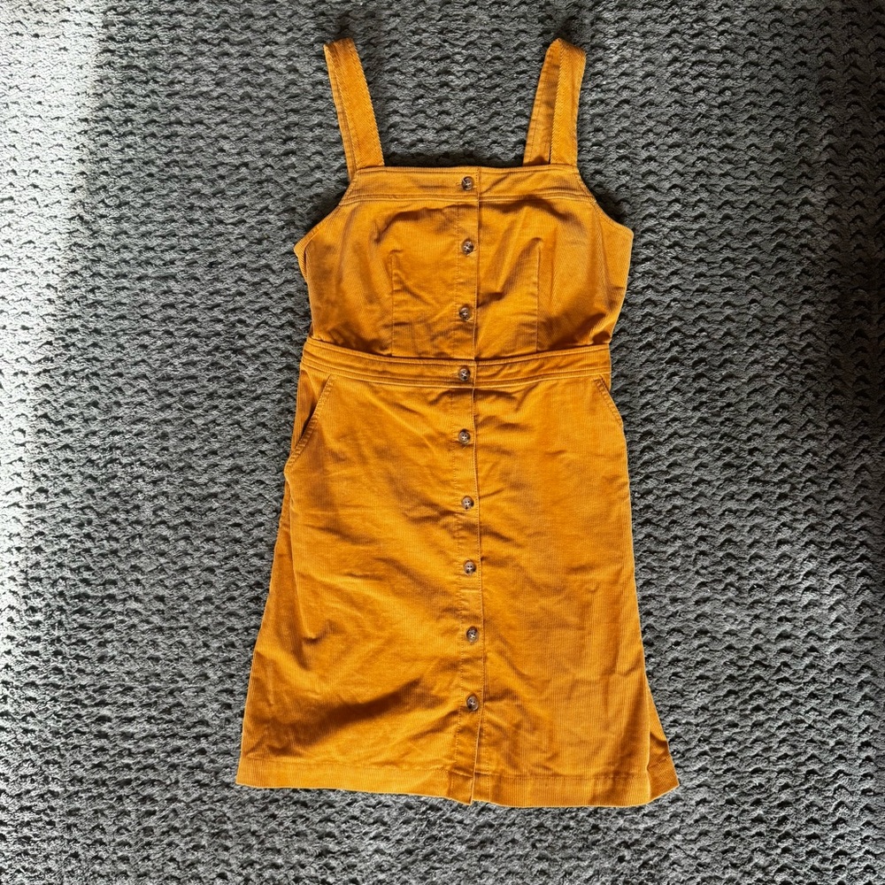 J. Crew Corduroy Mustard Button-Front Dress
